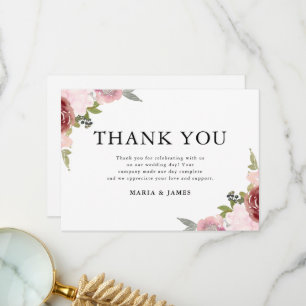 Summer Garden Watercolour Floral Wedding Thank You Card