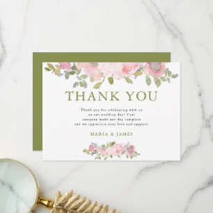 Summer Garden Watercolour Floral Wedding Thank You Card
