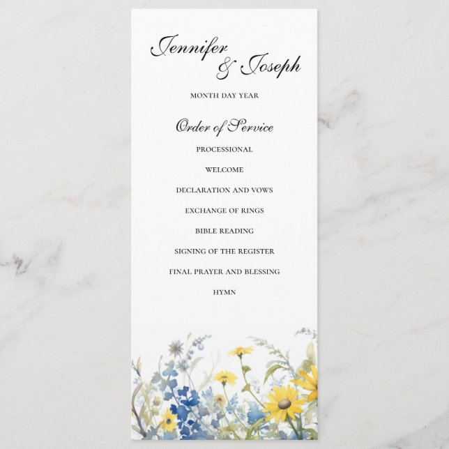 Summer Garden Wedding Ceremony Simple Program Programme (Front)