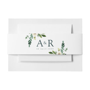summer garden white floral belly band invitation belly band
