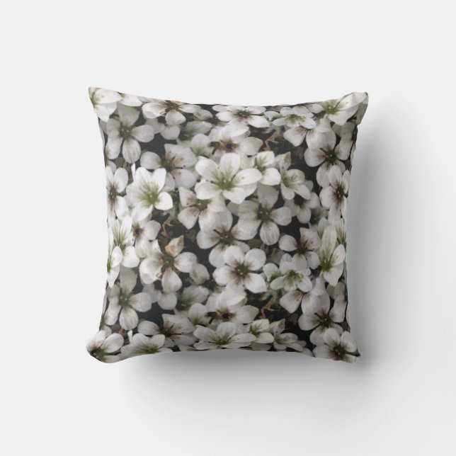 Summer Garden White Flowers Outdoor Cushion (Front)