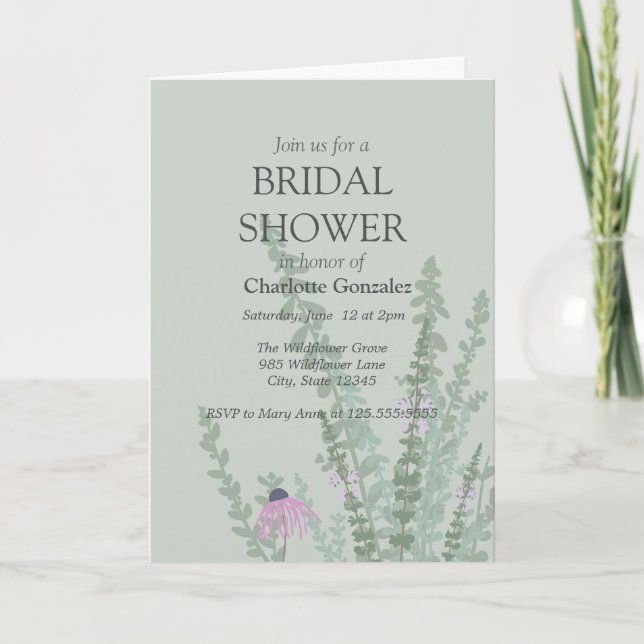 Summer Garden Wildflowers Simple Bridal Shower   Invitation (Front)
