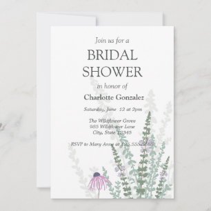 Summer Garden Wildflowers Simple Bridal Shower Invitation