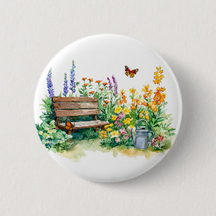 Summer Garden with Butterflies 6 Cm Round Badge