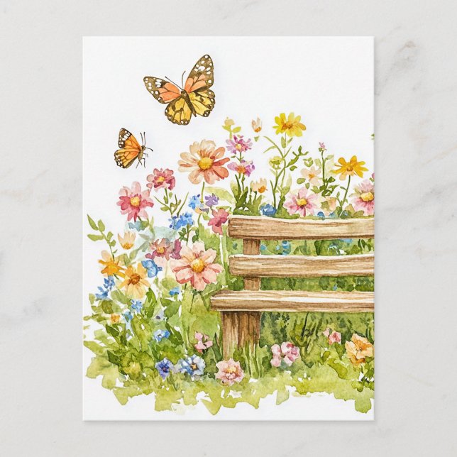 Summer Garden with Butterflies Postcard (Front)