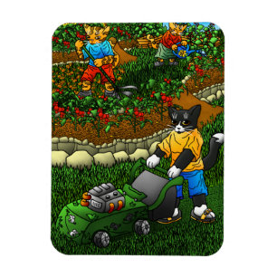 Summer Gardening Cats Magnet
