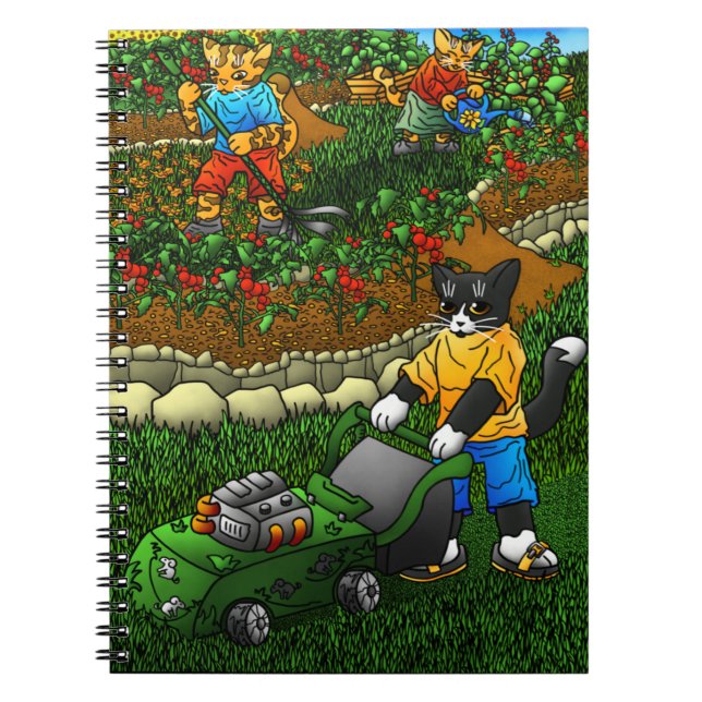 Summer Gardening Cats Notebook (Front)