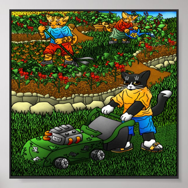 Summer Gardening Cats Poster (Front)