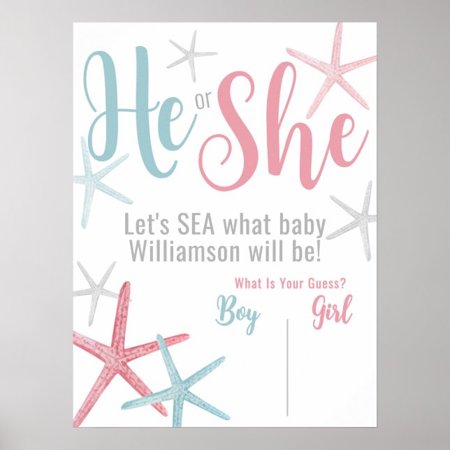 Summer Gender Reveal Party Vote Sign (Front)