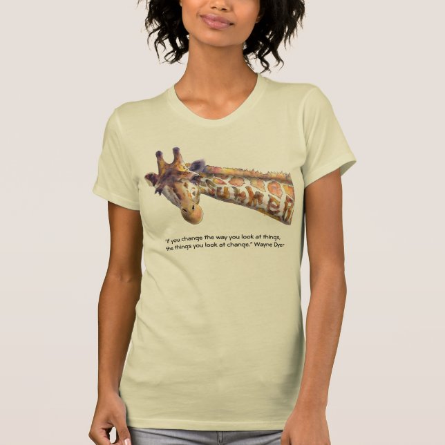 Summer Giraffe Watercolor Perception Quote T-Shirt (Front)