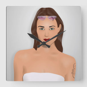 SUMMER GIRL SQUARE WALL CLOCK