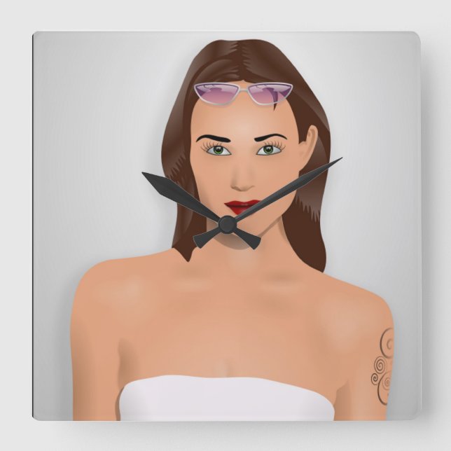 SUMMER GIRL SQUARE WALL CLOCK (Front)