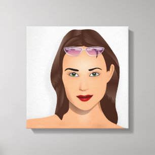 SUMMER GIRL WEARING PURPLE SUNGLASSES ON HER HEAD CANVAS PRINT