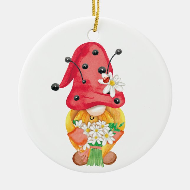 summer gnome 1 ceramic tree decoration (Front)