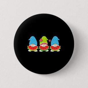 Summer Gnome Eating A Watermelon Gnomes Christmas 6 Cm Round Badge