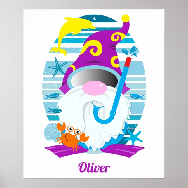 Summer Gnome With Snorkel and Goggles Poster (Front)