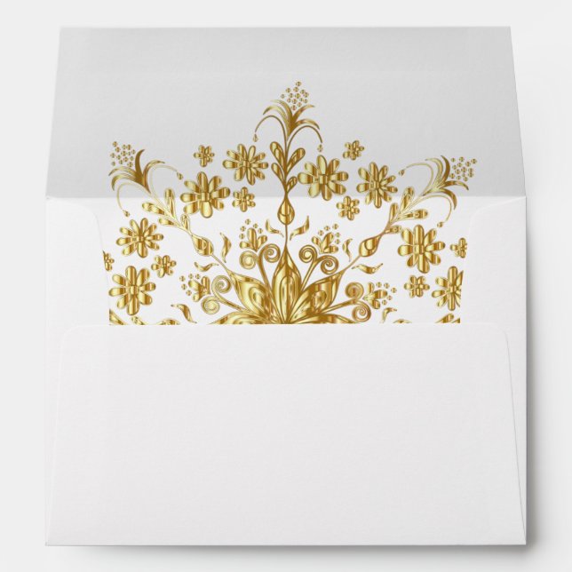 Summer Gold Mandala Wedding Envelope (Back (Bottom))