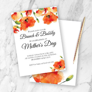 Summer Golden Poppy Mother's Day Brunch Invitation