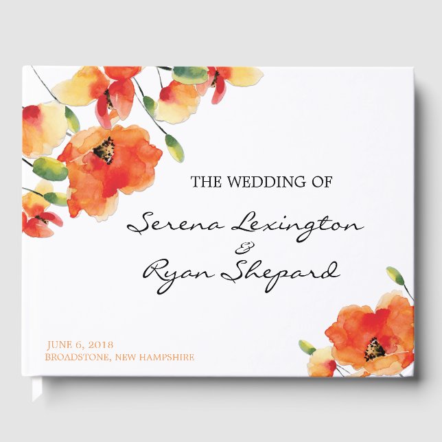 Summer Golden Poppy Wedding Guest Book (Front)