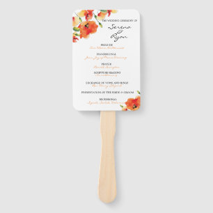 Summer Golden Poppy Wedding Program Fan Combo