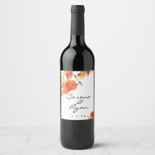 Summer Golden Poppy Wedding Wine Label