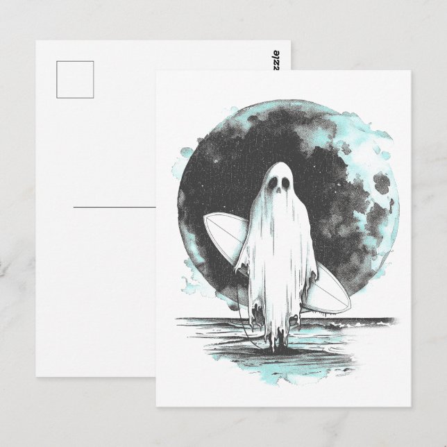 Summer goth Ghost with surfboard Postcard (Front/Back)