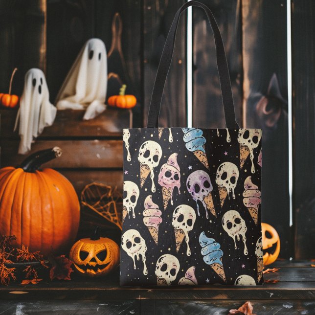 Summer Goth Skulls Ice Cream Spooky Tote Bag (Creator Uploaded)