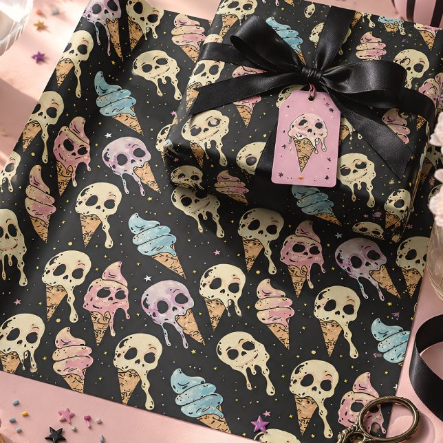 Summer Goth Skulls & Ice Cream Wrapping Paper (Creator Uploaded)