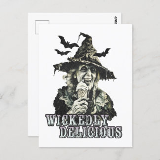 Summer goth Spooky Witch with ice cream Postcard