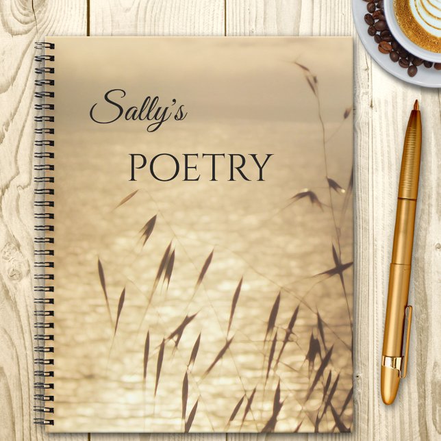 Summer Grass Vintage Poetry Notebook (A dreamy notebook featuring an image of summer grass at the waterfront in a soft sunlight.)