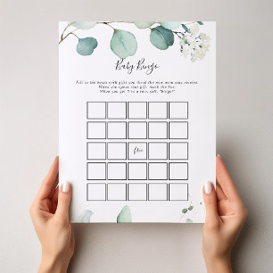 Summer Green Eucalyptus Baby Bingo Shower Game