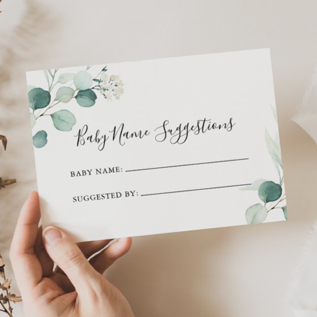 Summer Green Eucalyptus Baby Name Suggestions Card (Creator Uploaded)