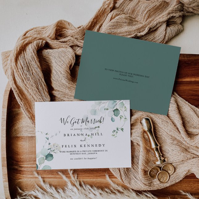 Summer Green Eucalyptus Foliage Elopement Announcement (Creator Uploaded)