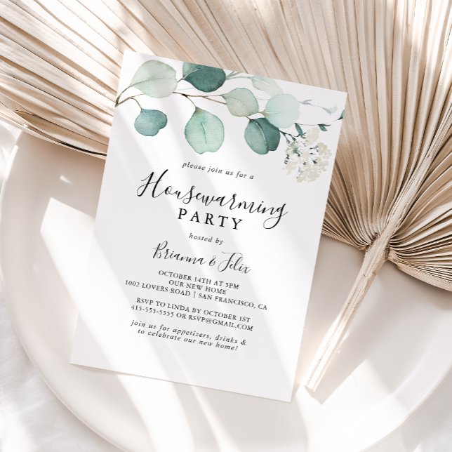 Summer Green Eucalyptus Foliage Housewarming Party Invitation (Creator Uploaded)
