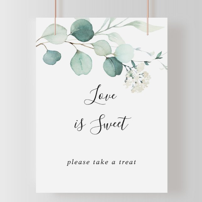 Summer Green Eucalyptus Foliage Love Is Sweet Sign (Creator Uploaded)