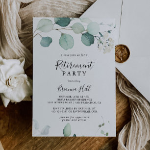 Summer Green Eucalyptus Foliage Retirement Party Invitation