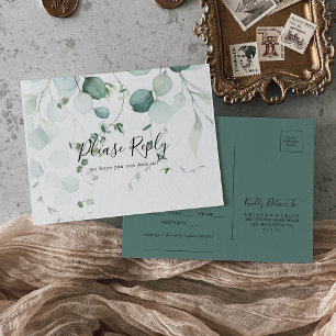 Summer Green Eucalyptus Menu Choice RSVP Postcard