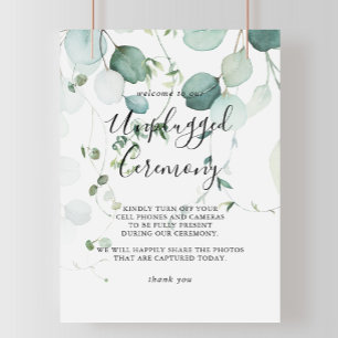 Summer Green Eucalyptus Unplugged Ceremony Sign