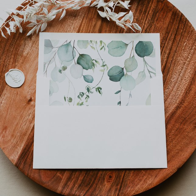 Summer Green Eucalyptus Wedding Invitation Envelope (Creator Uploaded)