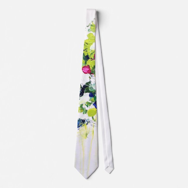 Summer Green Floral Print Tie (Front)