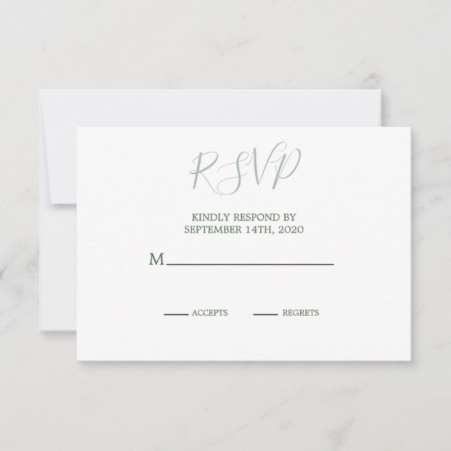 Summer Green Foliage Modern  Elegant Wedding RSVP Card (Front)