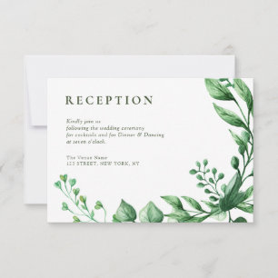 summer green foliage wedding reception card
