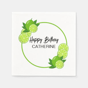 Summer Green Lime Citrus Birthday Napkin