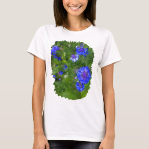 Summer Green Meadow and Blue Flowers T-Shirt