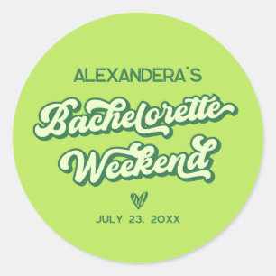 Summer Green Pool Party Bachelorette Favour Classic Round Sticker