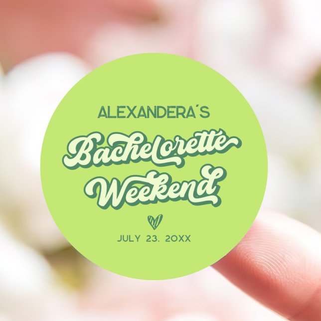 Summer Green Pool Party Bachelorette Favour Classic Round Sticker (Creator Uploaded)