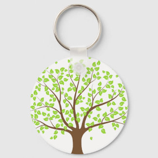 Summer Green Tree Button Keychain