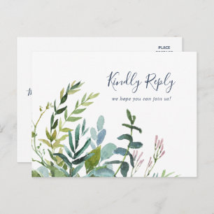 Summer Greenery Menu Choice RSVP Postcard