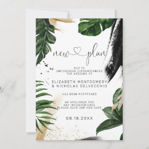 Summer Greenery Postponed Wedding Announcement