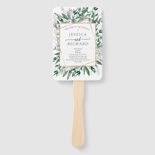 Summer Greenery rustic frame, Hand Fan